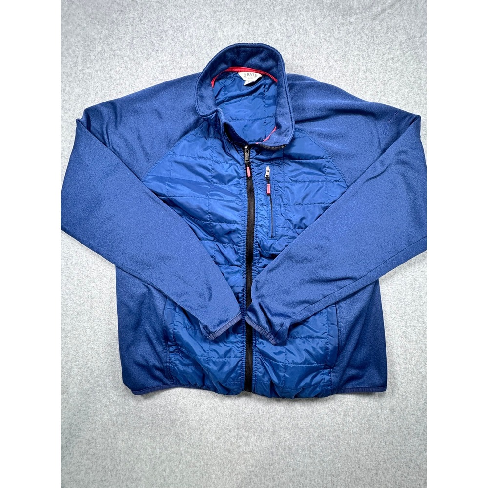 Orvis Mens XL Blue Hybrid Quilted Puffer Softshell Full Zip Jacket Coat